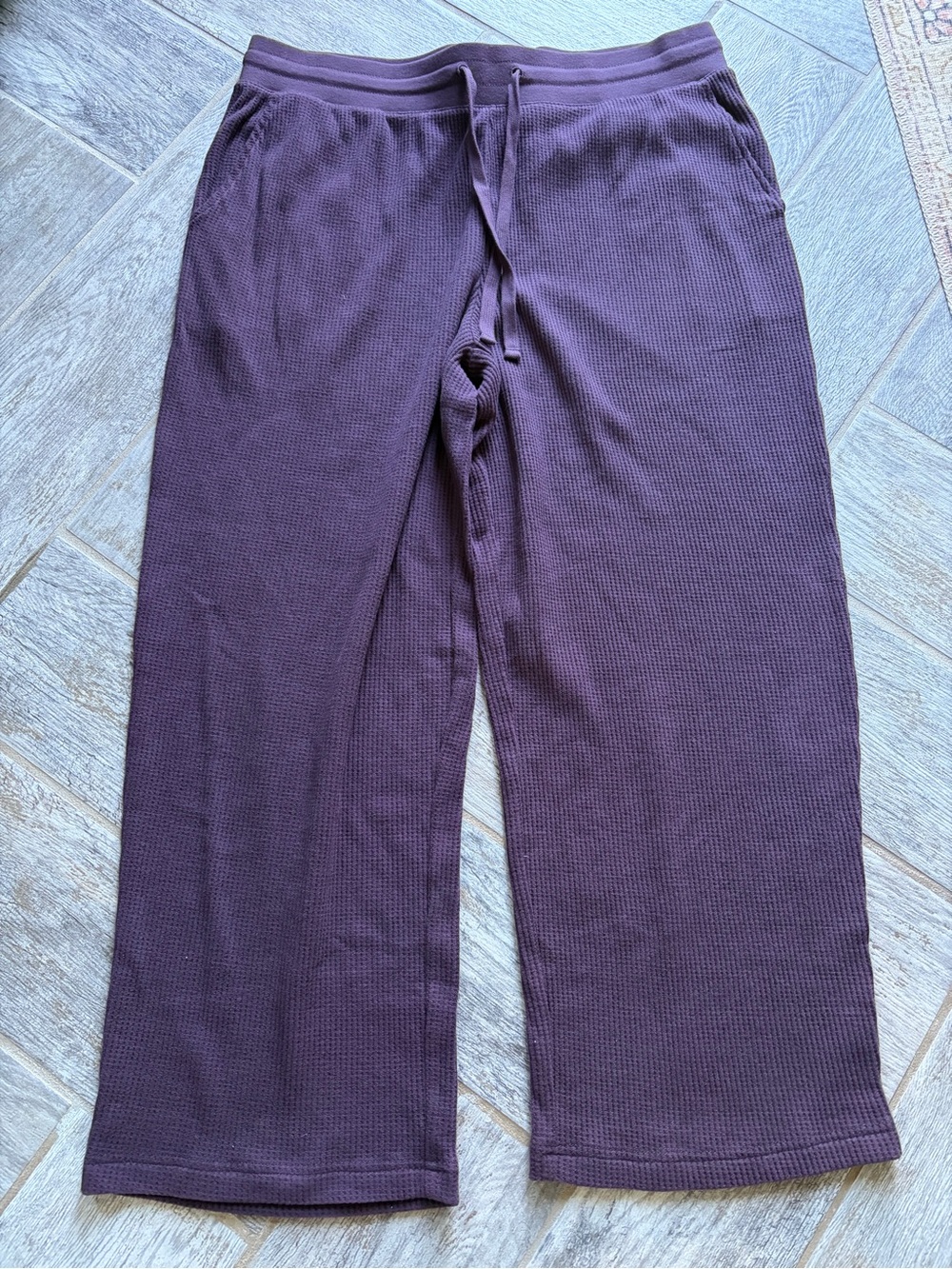 L.L.Bean Waffle Knit wide leg Pants large petite